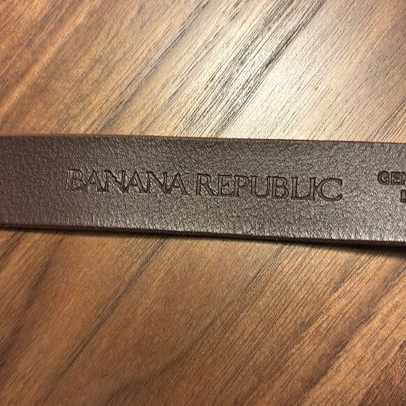 Banana Republic Tan Leather Belt with Gold Rectangle Buckle - M - Picture 6 of 8